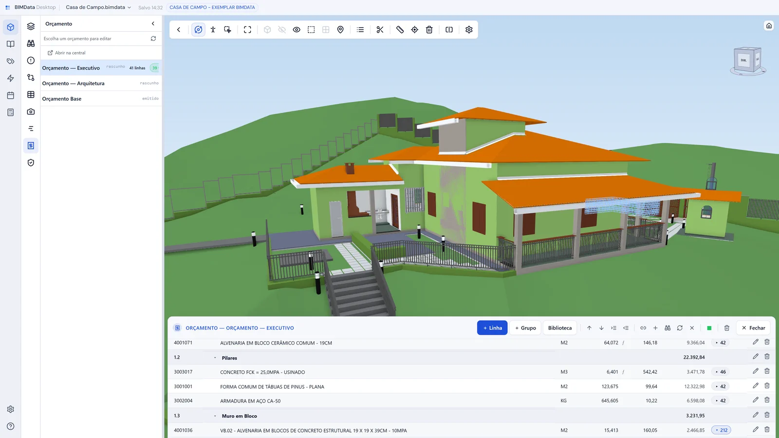 Orçamento 5D com EAP e composições no BIMData